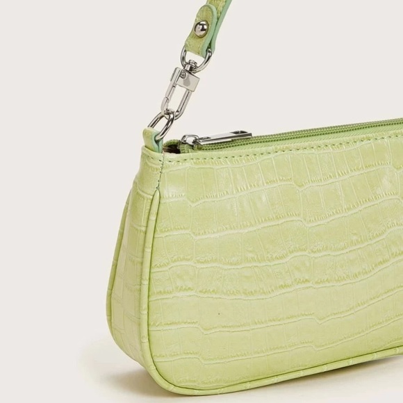 Green Croc Skin Baguette Bag - Picture 3 of 7